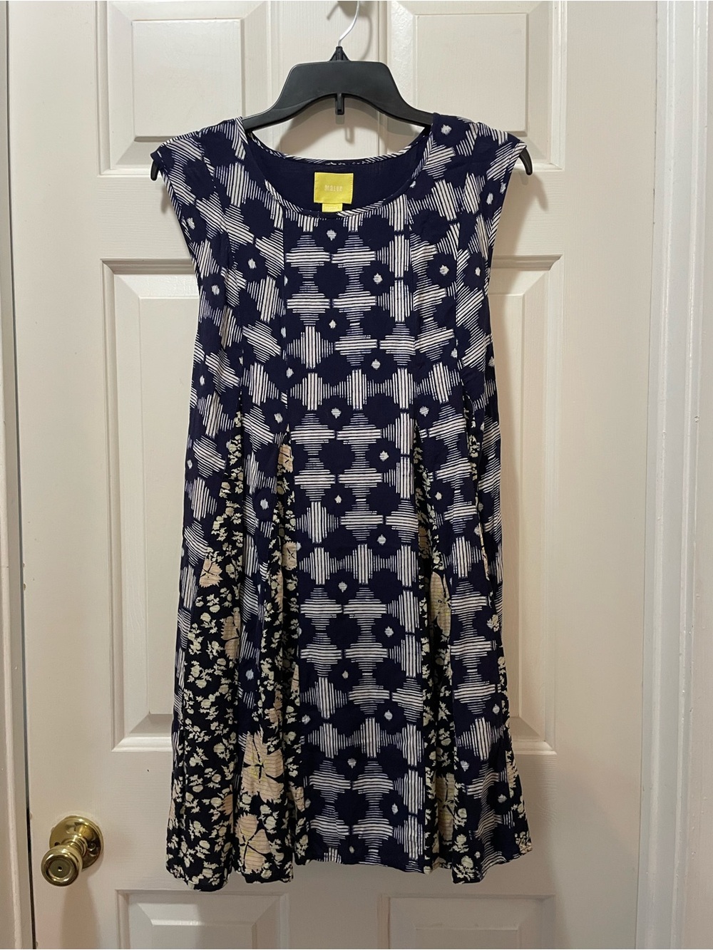 Women’s MAEVE Anthropology Indiga Swing Dress Blue Floral with Tassels size XXS